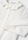 Meisjes Poplin blouse van Mayoral in de kleur Natural in maat 128.