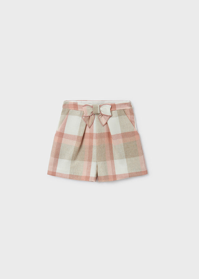 Meisjes Plaid shorts van Mayoral in de kleur Blush in maat 128.