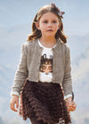 Meisjes Knitting cardigan van Mayoral in de kleur Walnut in maat 128.
