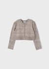 Meisjes Knitting cardigan van Mayoral in de kleur Walnut in maat 128.