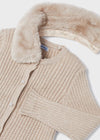 Meisjes Faux fur collar cardigan van Mayoral in de kleur Sepia in maat 128.