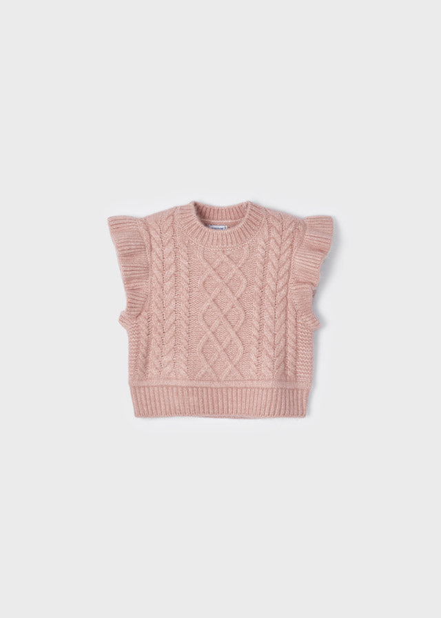 Meisjes Knitting vest van Mayoral in de kleur Pink Mix in maat 128.