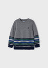 Jongens Jacquard jumper van Mayoral in de kleur Rock in maat 128.