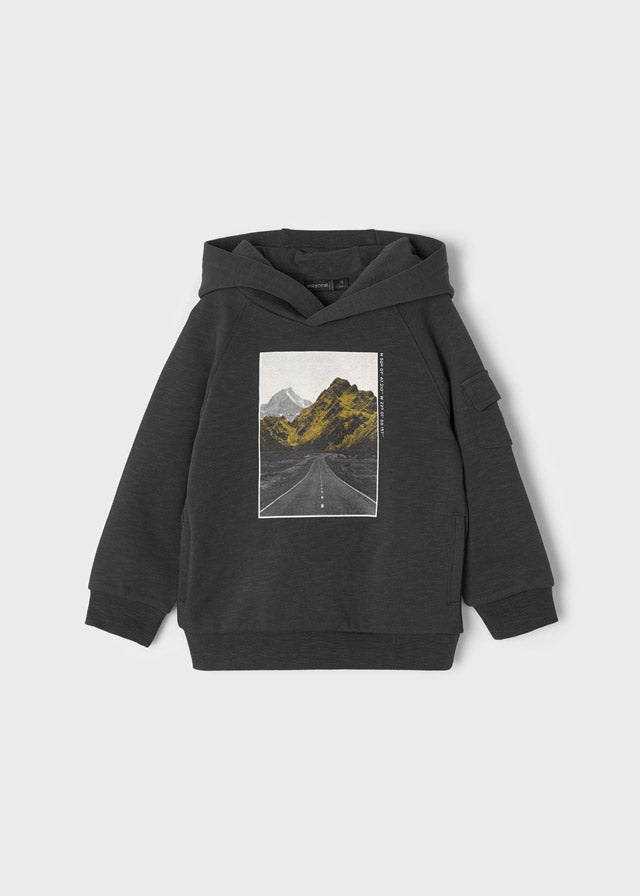 Jongens Hoodie van Mayoral in de kleur Carbon in maat 128.