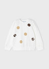 Meisjes Pullover van Mayoral in de kleur Natural in maat 128.