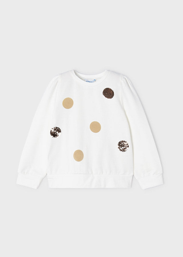 Meisjes Pullover van Mayoral in de kleur Natural in maat 128.