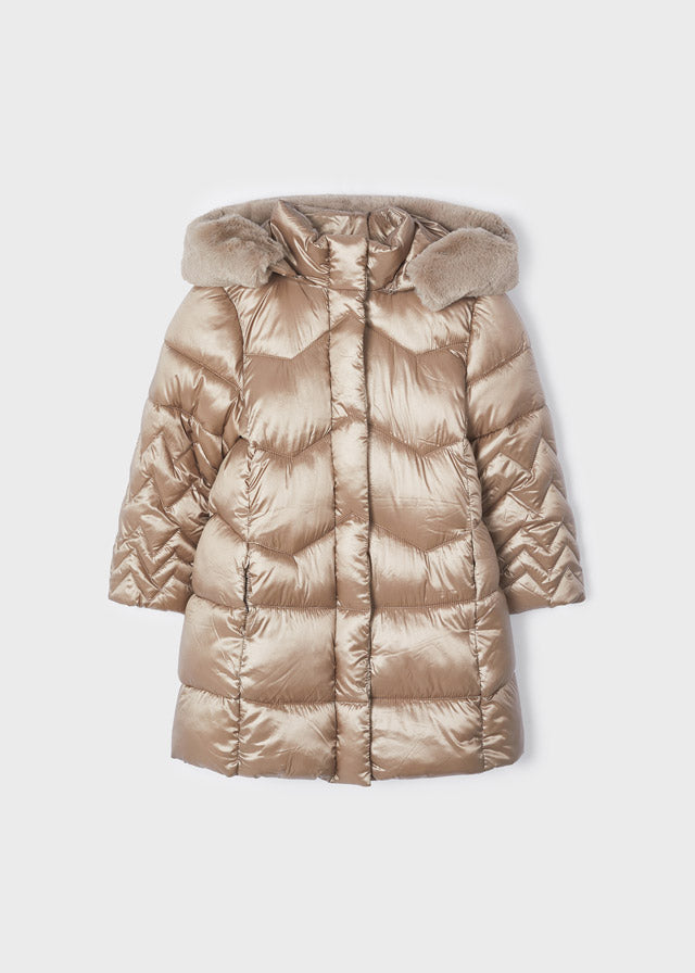 Meisjes Long coat van Mayoral in de kleur Col. Mole in maat 128.