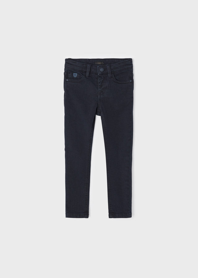 Jongens 5 Pocket skinny twill denim van Mayoral in de kleur Navy in maat 128.