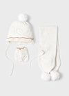Meisjes Hat-scarf & mittens set van Mayoral in de kleur Cream vigo in maat 68.