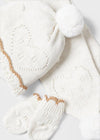Meisjes Hat-scarf & mittens set van Mayoral in de kleur Cream vigo in maat 68.
