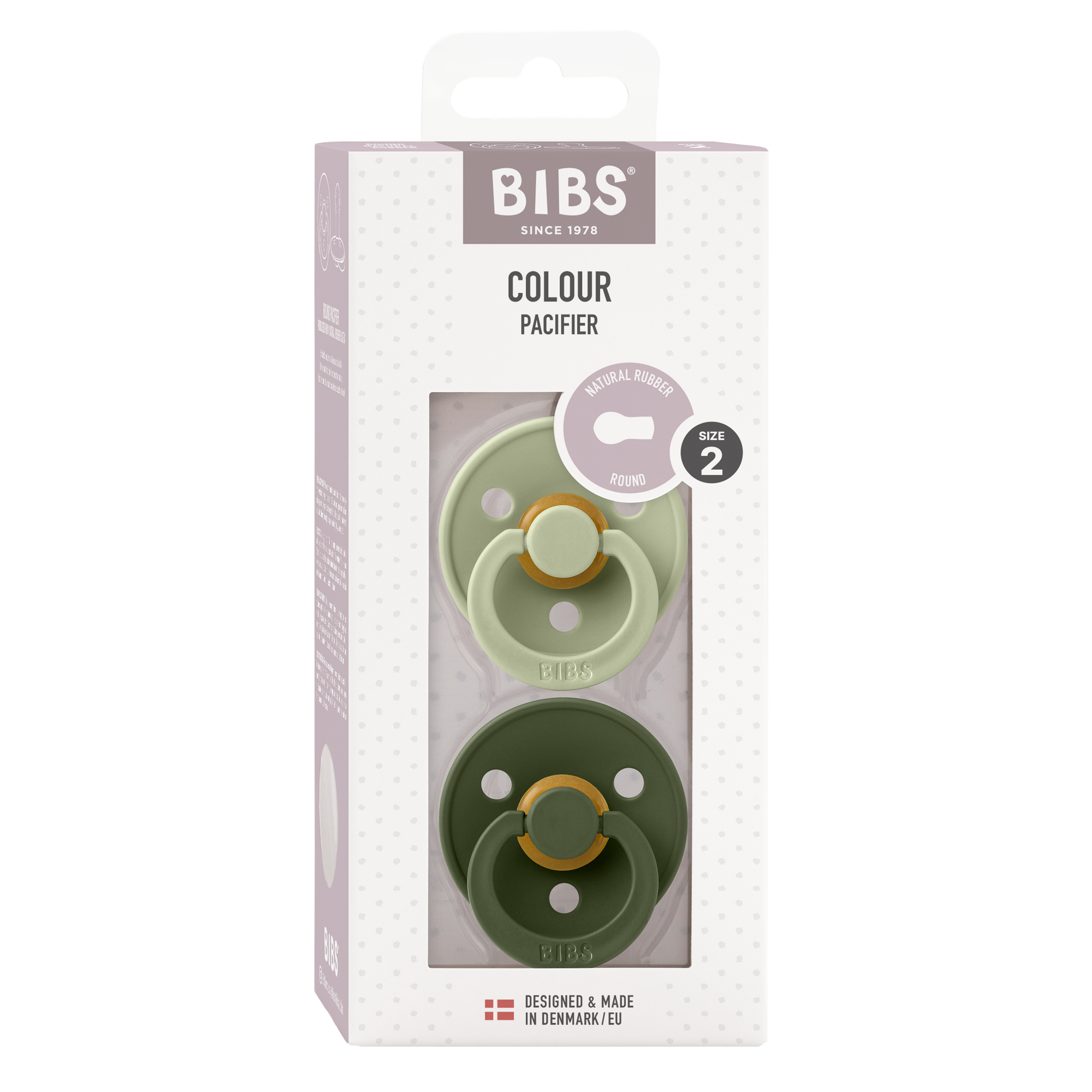 BIBS - Color pacifier in 2 piece pack Sage/Hunter Green 
