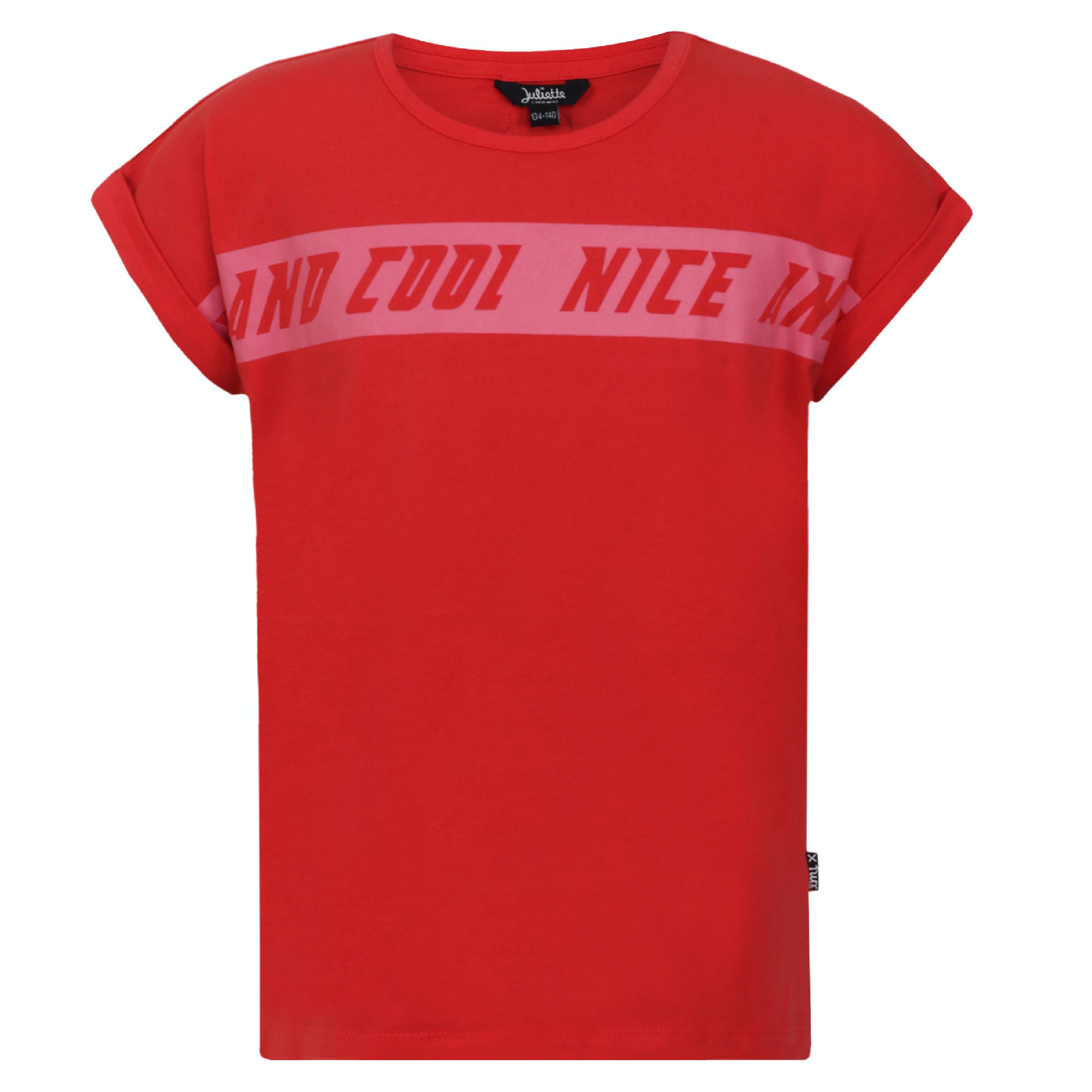 Meisjes T-shirt Nice And Cool van Miss Juliette in de kleur Rood in maat 146, 152.