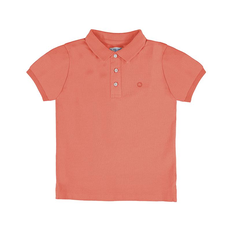 Jongens Basic s/s polo                van Mayoral in de kleur Apricot    in maat 128.