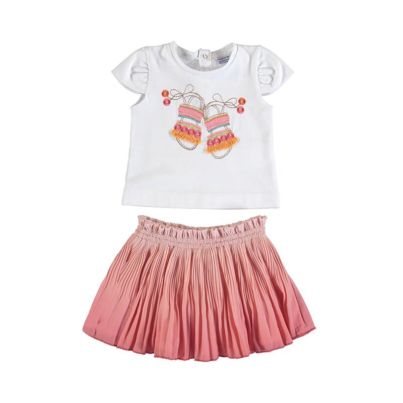 Meisjes Set: skirt + t-shirt van Mayoral in de kleur Coral      in maat 86.