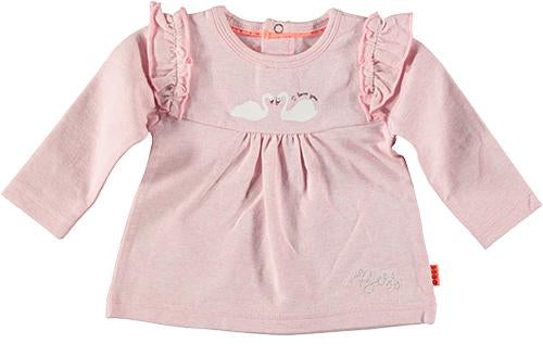 Baby Meisjes Shirt Longsleeve Ruffle Swan van B.E.S.S. in de kleur Pink in maat 68.