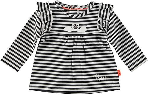 Baby Meisjes Shirt Longsleeve Ruffle Striped van B.E.S.S. in de kleur Black in maat 68.