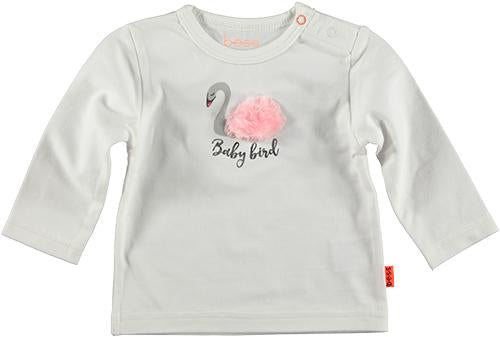 Baby Meisjes Shirt Longsleeve Swan Pompon van B.E.S.S. in de kleur White in maat 68.