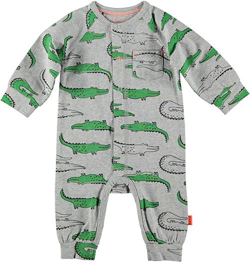Baby Jongens Suit AOP Crocodile van B.E.S.S. in de kleur Grey in maat 68.