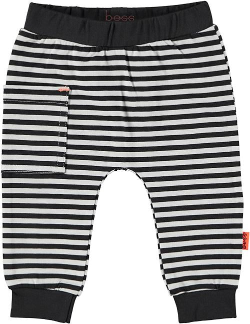 Baby Jongens Pants Striped Sidepocket van B.E.S.S. in de kleur Black in maat 68.