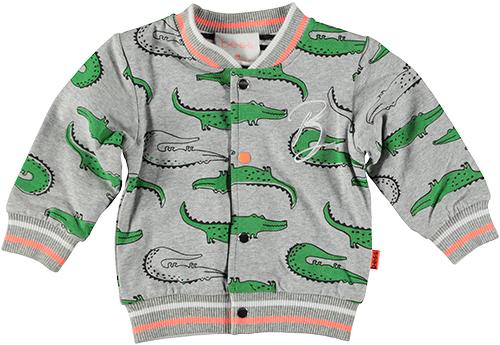 Baby Jongens Cardigan Reversible Crocodile van B.E.S.S. in de kleur Grey in maat 68.