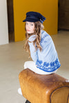Meisjes Girls Blouse With Broider van Looxs in de kleur Heaven Stripe in maat 164.