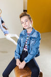 Meisjes Girls Denim Jacket van Looxs in de kleur Denim in maat 164.