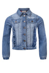 Meisjes Girls Denim Jacket van Looxs in de kleur Denim in maat 164.