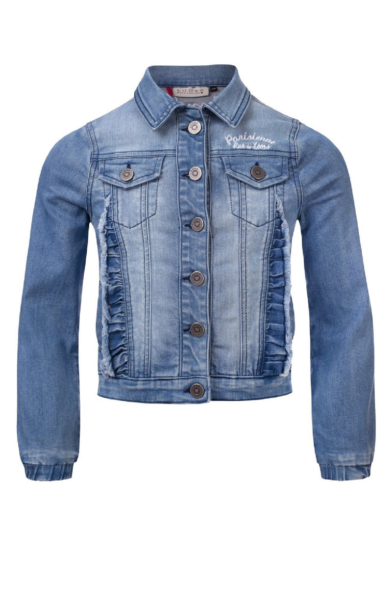 Meisjes Girls Denim Jacket van Looxs in de kleur Denim in maat 164.