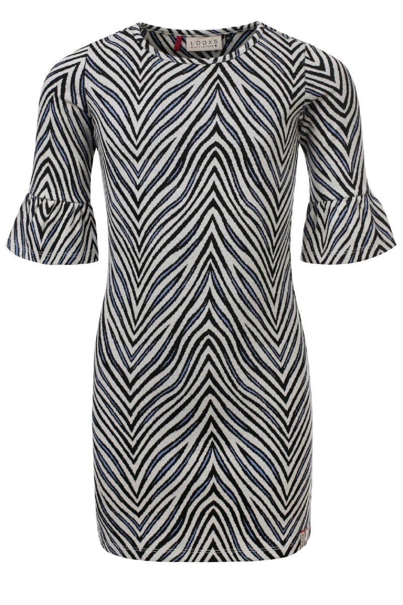 Meisjes Girls Dress With Ruffle S van Looxs in de kleur Jacquard in maat 164.