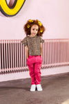 Meisjes Blouse van Little Looxs in de kleur Jaguar in maat 128.