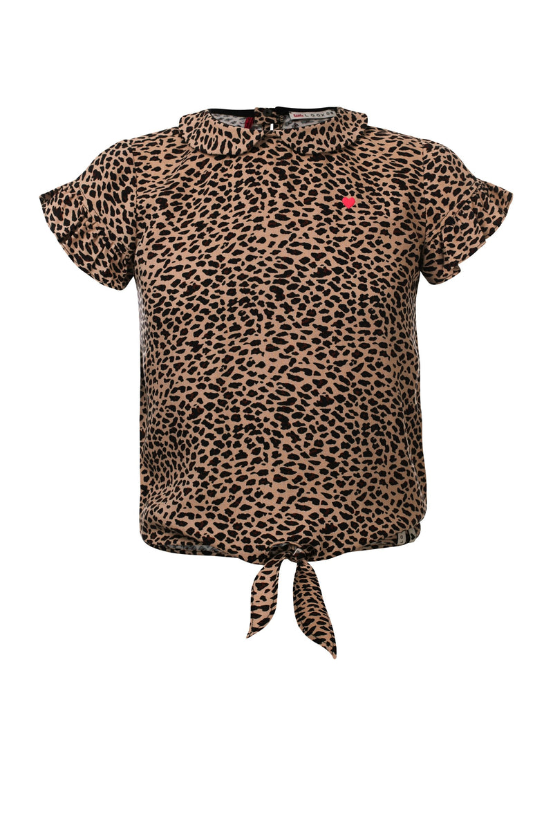 Meisjes Blouse van Little Looxs in de kleur Jaguar in maat 128.