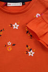 Meisjes T-Shirt Poplin Ruffle van Little Looxs in de kleur Rust in maat 128.