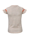 Meisjes T-Shirt Ruffle S.Sleeve van Little Looxs in de kleur Spikkel Sand in maat 128.