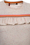 Meisjes T-Shirt Ruffle S.Sleeve van Little Looxs in de kleur Spikkel Sand in maat 128.