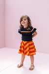 Meisjes T-Shirt Ruffle S. van Little Looxs in de kleur Navy in maat 128.