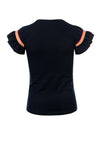 Meisjes T-Shirt Ruffle S. van Little Looxs in de kleur Navy in maat 128.