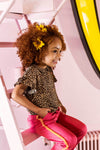 Meisjes Sporty Sweat Pants van Little Looxs in de kleur Raspberry in maat 128.