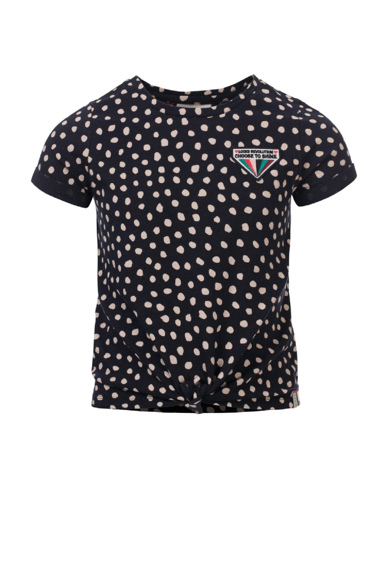 Meisjes Girls T-shirt with knot van Looxs in de kleur Dots Ao in maat 164.