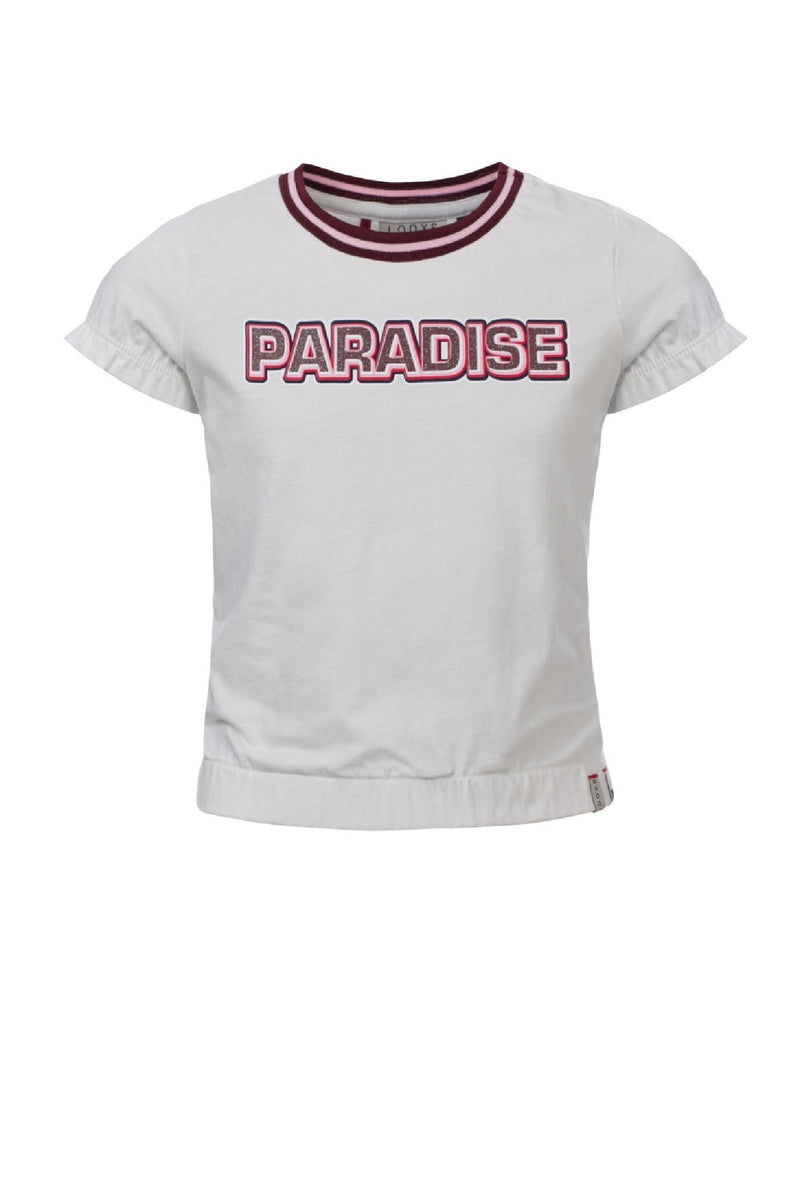 Meisjes Girls T-shirt s/s van Looxs in de kleur Off White in maat 164.