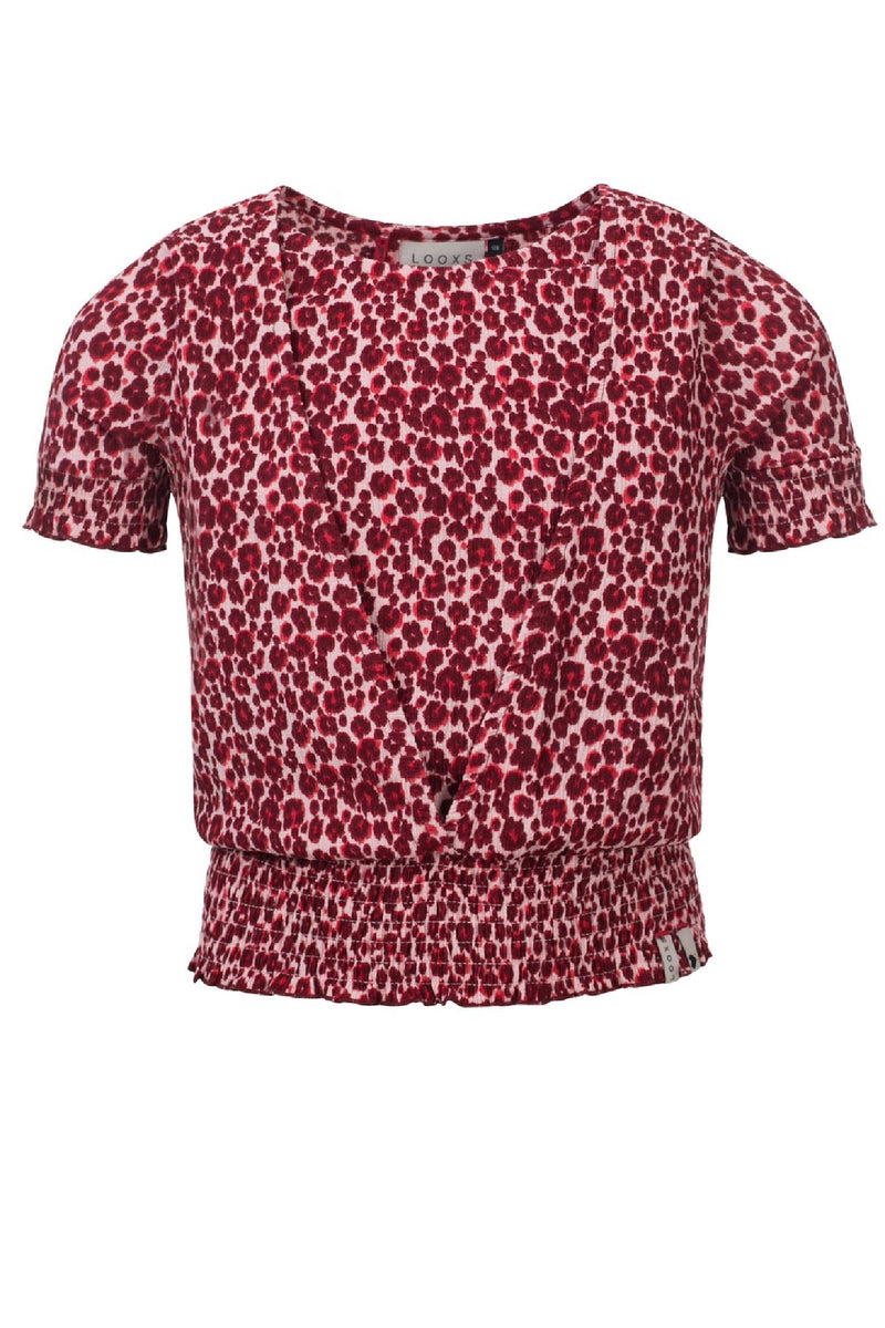 Meisjes Girls woven wrap top van Looxs in de kleur Pink Panther in maat 164.