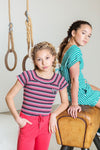 Meisjes Girls skinny sweat pants van Looxs in de kleur Rose in maat 164.