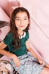 Meisjes Little collar t-shirt s.s van LOOXS Little in de kleur Palm in maat 128.