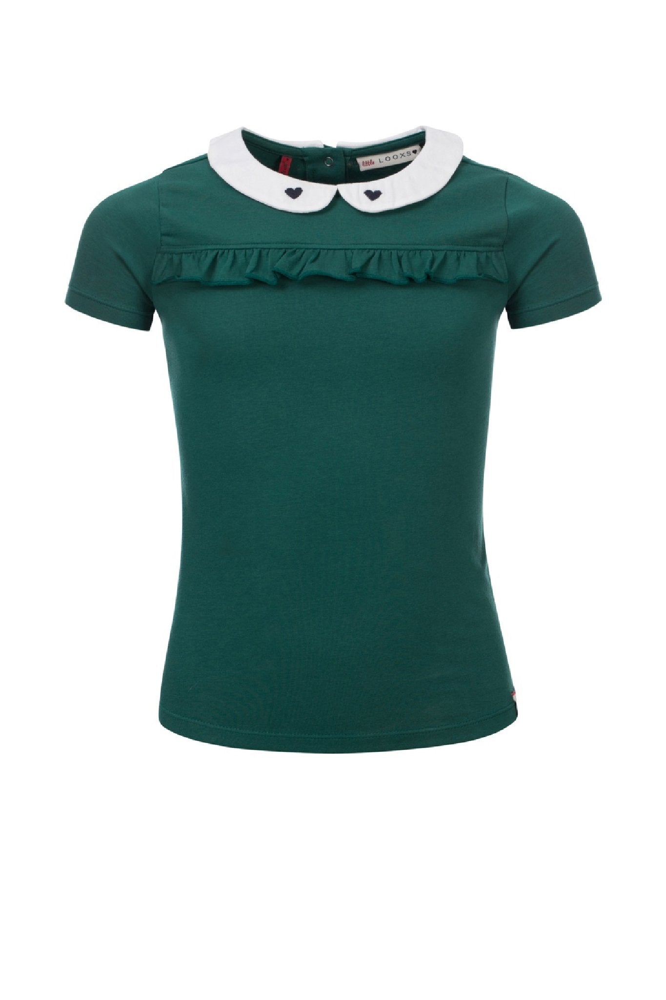 Meisjes Little collar t-shirt s.s van LOOXS Little in de kleur Palm in maat 128.