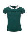 Meisjes Little collar t-shirt s.s van LOOXS Little in de kleur Palm in maat 128.