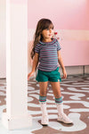 Meisjes Little rib t-shirt s.slee van LOOXS Little in de kleur Funky Ao in maat 128.