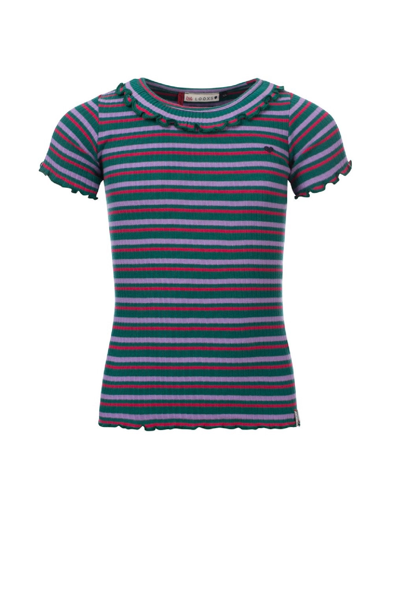 Meisjes Little rib t-shirt s.slee van LOOXS Little in de kleur Funky Ao in maat 128.