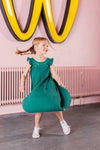 Meisjes Little woven long dress van LOOXS Little in de kleur Palm in maat 128.
