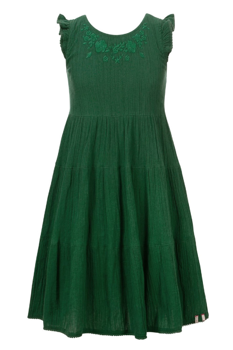 Meisjes Little woven long dress van LOOXS Little in de kleur Palm in maat 128.