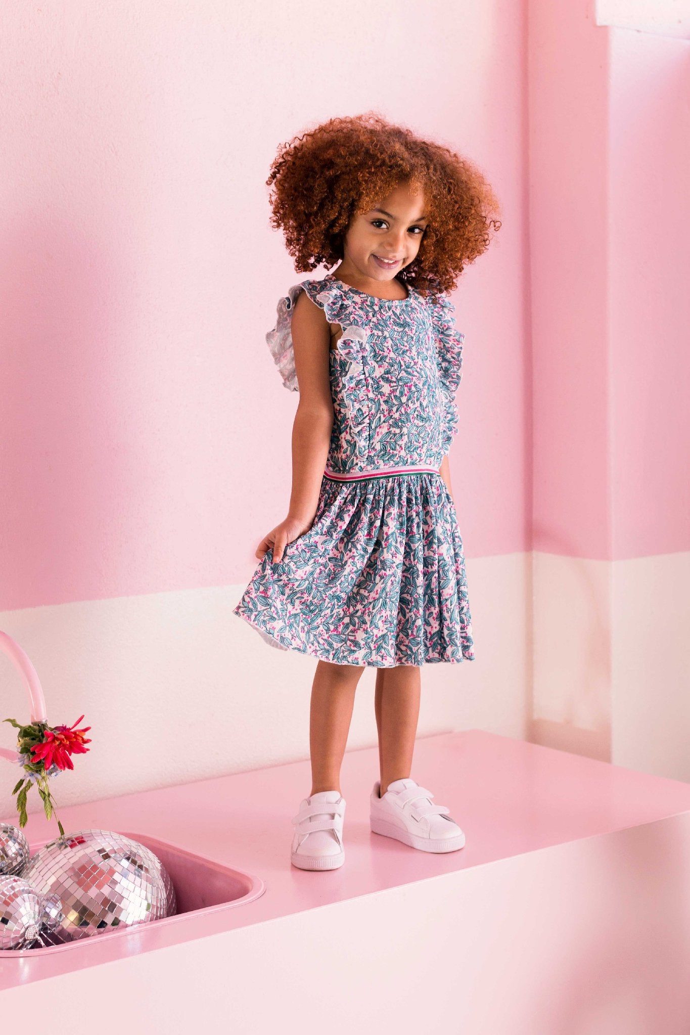 Meisjes Little woven dress ruffle van LOOXS Little in de kleur Bardot Stripe Y/D in maat 128.