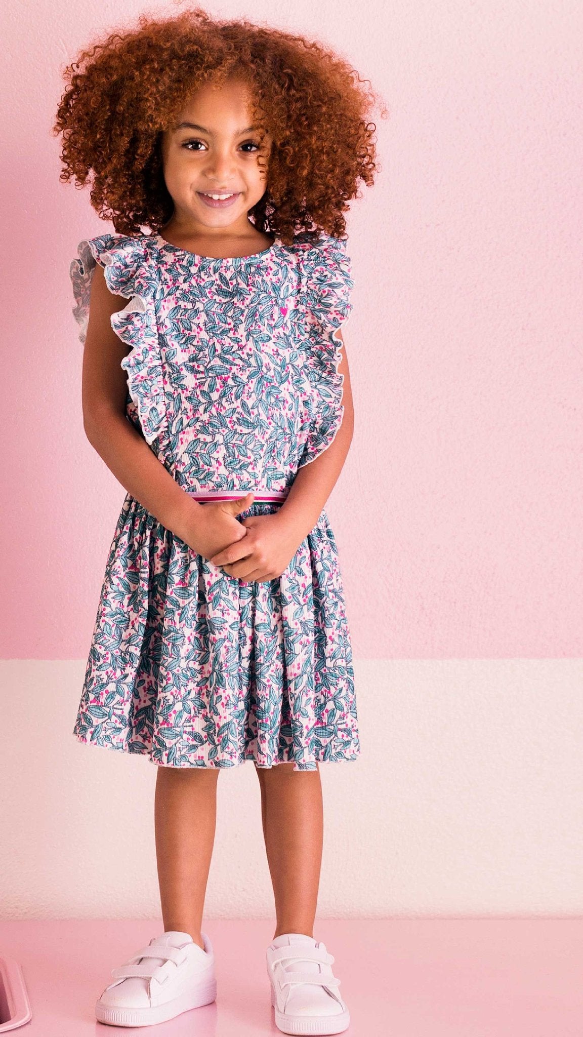 Meisjes Little woven dress ruffle van LOOXS Little in de kleur Bardot Stripe Y/D in maat 128.